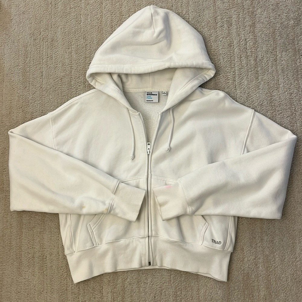 Tna boyfriend fit cropped zip up hoodie